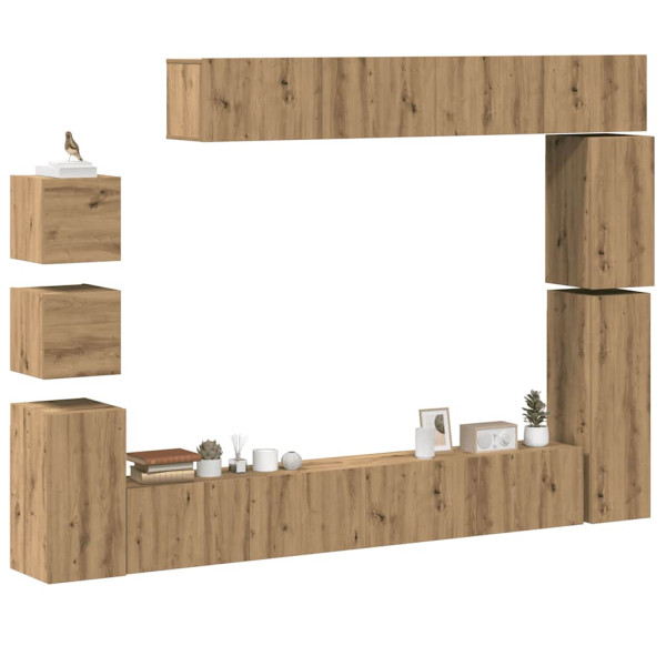 Mueble para TV de pared madera contrachapada artesanal 9 piezas Mueble para TV de pared madera contrachapada artesanal 9 piezas D