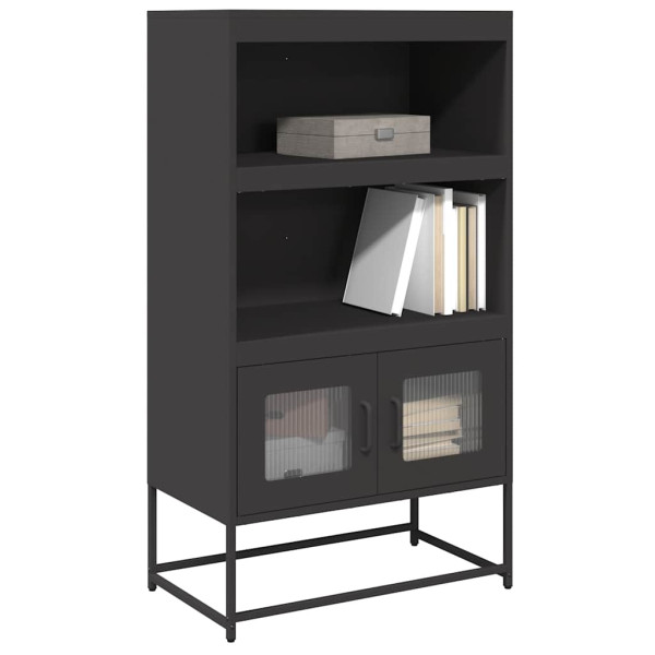 Aparador de acero negro 68x39x123 cm Aparador de acero negro 68x39x123 cm D