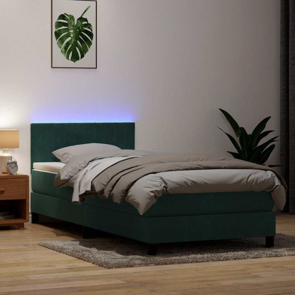 Cama box spring con colchón terciopelo verde oscuro 80x220 cm Cama box spring con colchón terciopelo verde oscuro 80x220 cm D