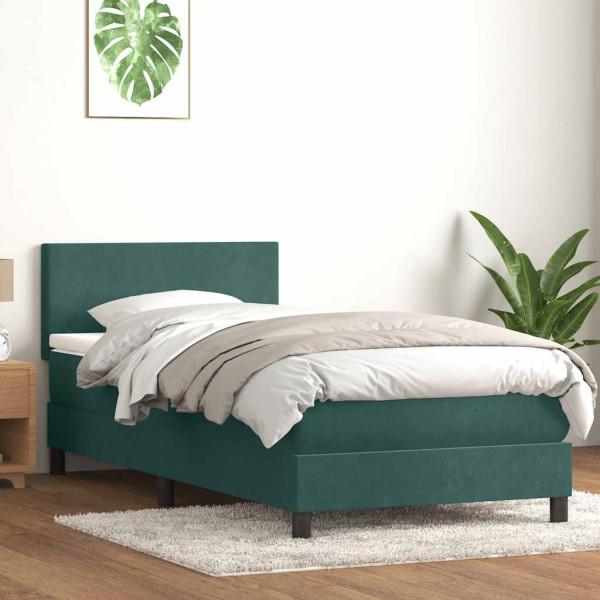 Cama box spring con colchón terciopelo verde oscuro 80x210 cm Cama box spring con colchón terciopelo verde oscuro 80x210 cm D