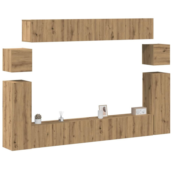 Mueble para TV de pared madera contrachapada artesanal 8 piezas Mueble para TV de pared madera contrachapada artesanal 8 piezas D