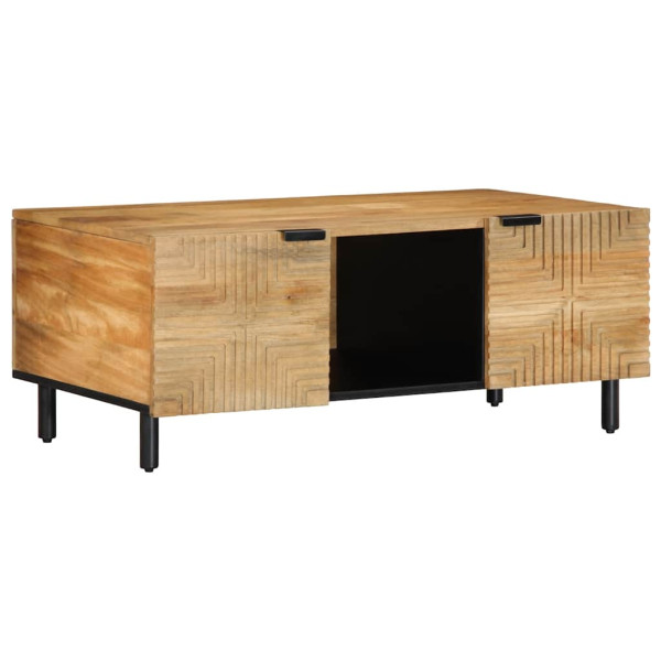 Mesa de centro madera maciza de mango negra 100x54x40 cm marrón Mesa de centro madera maciza de mango negra 100x54x40 cm marrón D