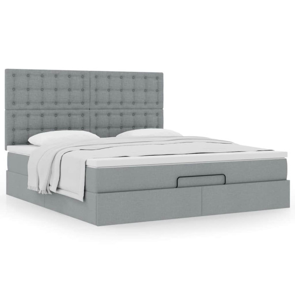 Estructura de cama otomana colchón tela gris claro 160x200cm Estructura de cama otomana colchón tela gris claro 160x200cm D