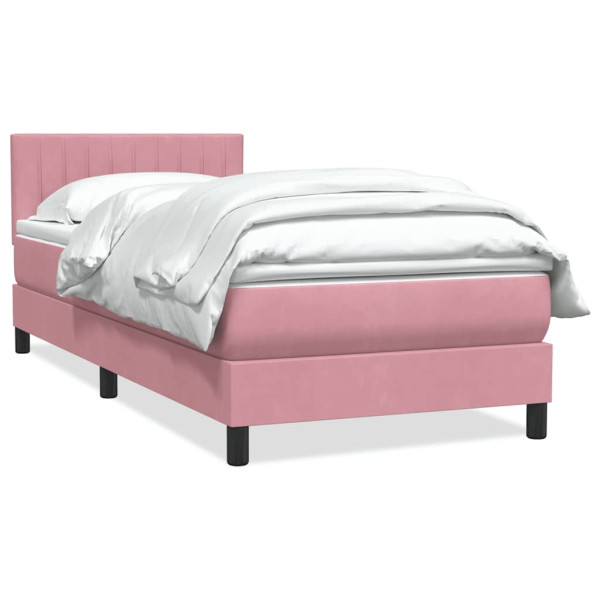 Cama box spring con colchón terciopelo rosa 80x210 cm Cama box spring con colchón terciopelo rosa 80x210 cm D