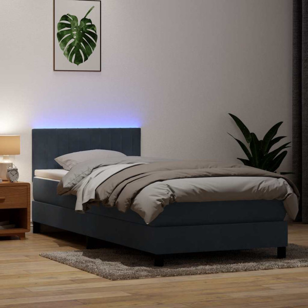 Cama box spring con colchón terciopelo gris oscuro 90x210 cm Cama box spring con colchón terciopelo gris oscuro 90x210 cm D
