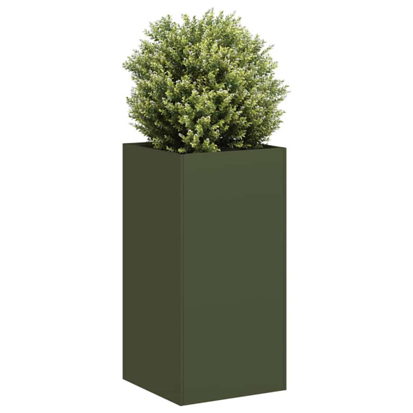 Jardinera de acero laminado en frío verde oliva 40x40x80 cm D