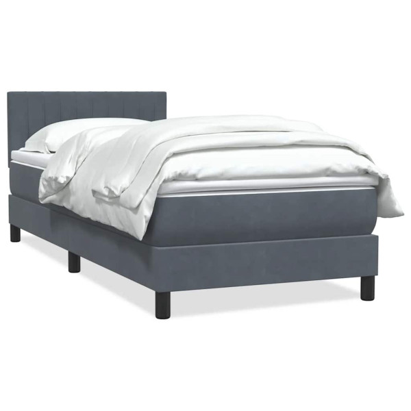Cama box spring con colchón terciopelo gris oscuro 90x210 cm Cama box spring con colchón terciopelo gris oscuro 90x210 cm D
