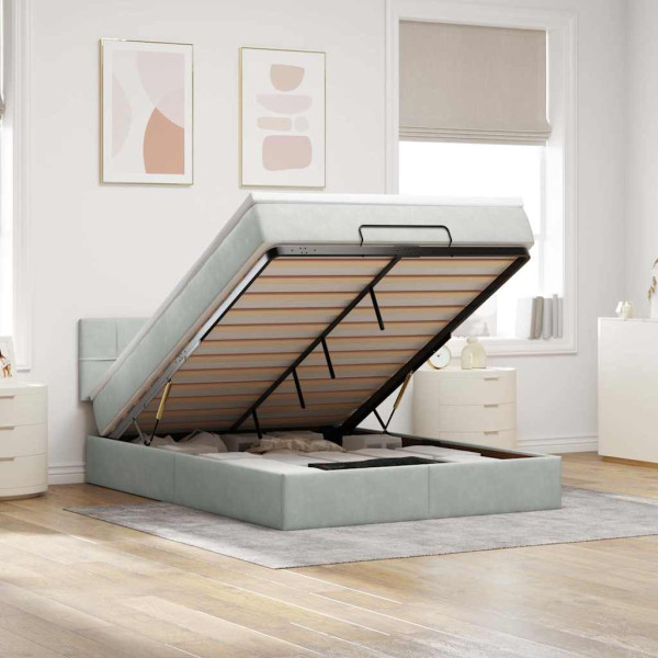 Estructura cama otomana con colchón gris claro 140x200cm Estructura cama otomana con colchón gris claro 140x200cm D