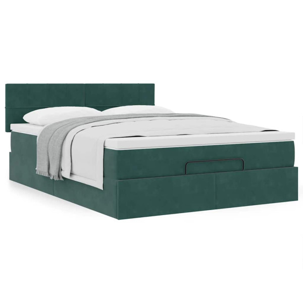 Estructura de cama otomana con colchón verde oscuro 140x200 cm Estructura de cama otomana con colchón verde oscuro 140x200 cm D