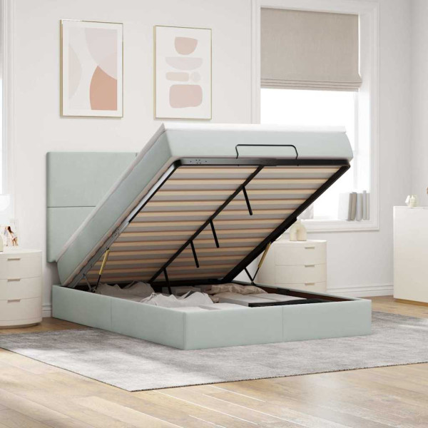 Estructura cama otomana con colchones gris claro 140x200cm D