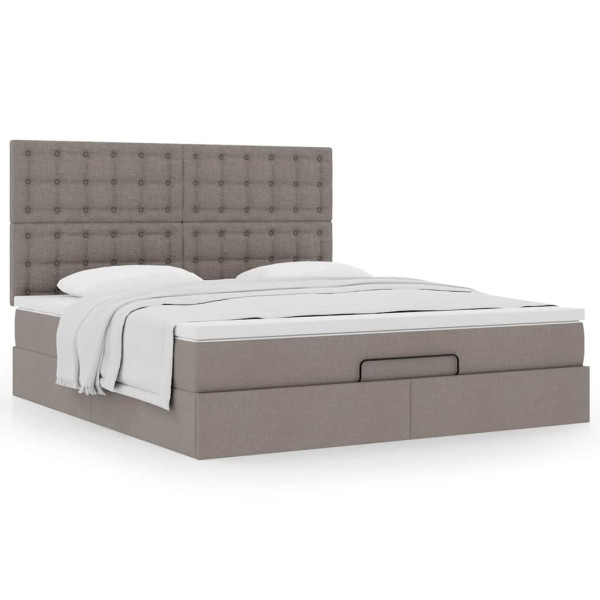 Estructura de cama otomana colchón tela gris pardo 180x200 cm Estructura de cama otomana colchón tela gris pardo 180x200 cm D