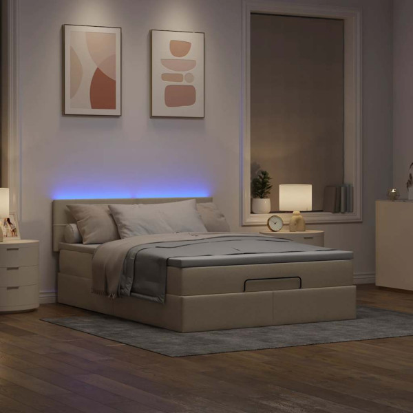 Cama otomana con colchón de tela color crema 140x190 cm Cama otomana con colchón de tela color crema 140x190 cm D
