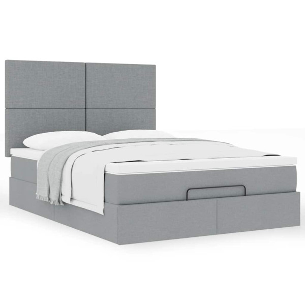 Estructura cama otomana con colchón tela gris claro 140x190 cm Estructura cama otomana con colchón tela gris claro 140x190 cm D
