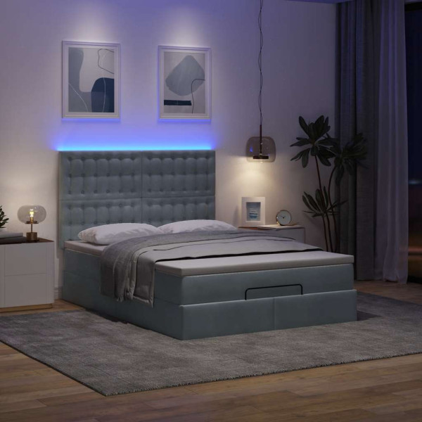 Estructura cama otomana colchones terciopelo gris oscuro Estructura cama otomana colchones terciopelo gris oscuro D