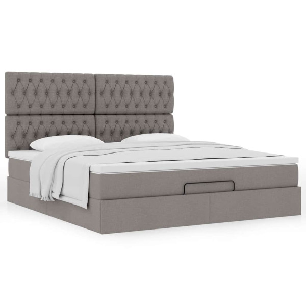 Estructura de cama otomana colchón tela gris pardo 180x200 cm Estructura de cama otomana colchón tela gris pardo 180x200 cm D