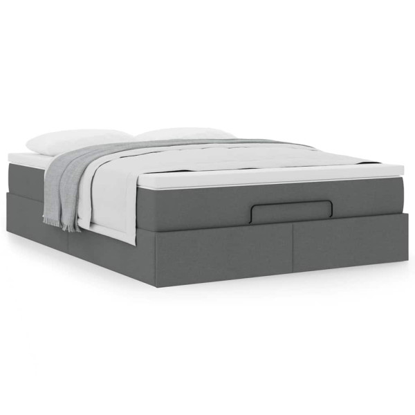Estructura cama otomana colchón tela gris oscuro 140x190cm Estructura cama otomana colchón tela gris oscuro 140x190cm D