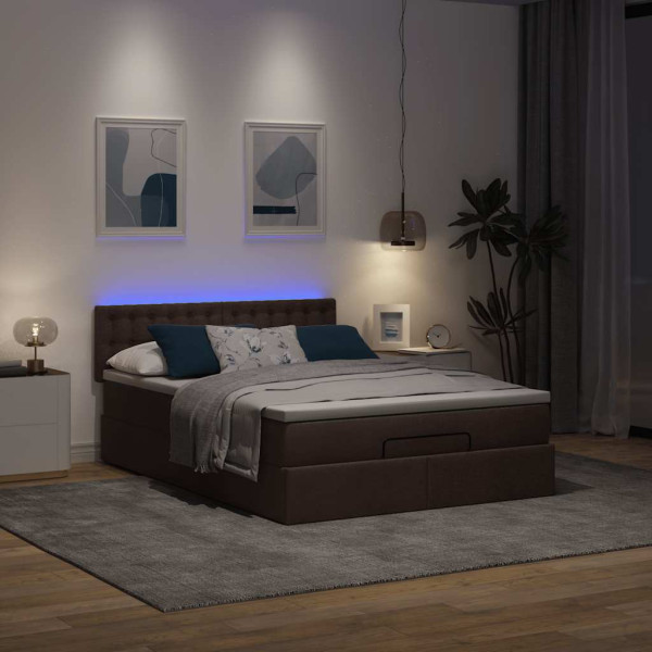 Cama otomana con colchón marrón oscuro 140x190 cm tela Cama otomana con colchón marrón oscuro 140x190 cm tela D