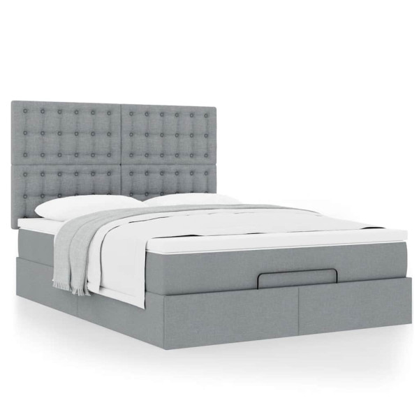 Estructura cama otomana con colchón tela gris claro 140x190 cm Estructura cama otomana con colchón tela gris claro 140x190 cm D