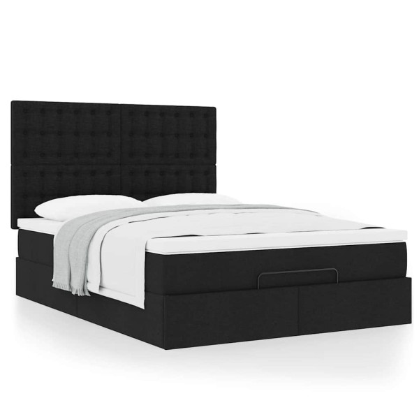 Estructura cama otomana colchón tela negra 140x190 cm Estructura cama otomana colchón tela negra 140x190 cm D