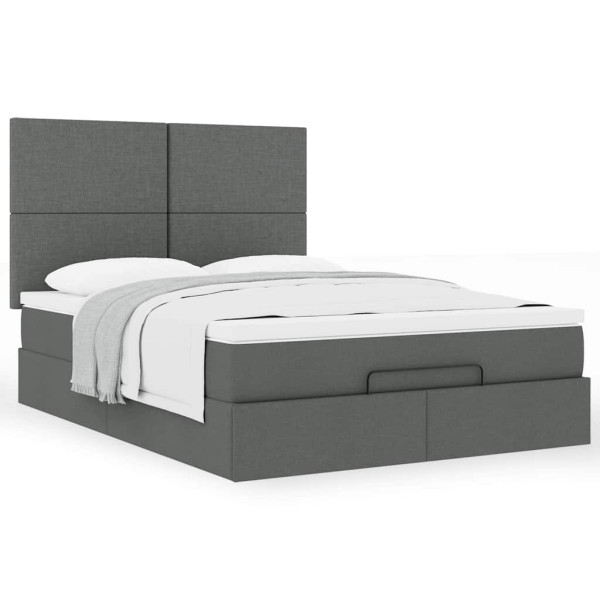Estructura cama otomana colchón tela gris oscuro 140x190cm Estructura cama otomana colchón tela gris oscuro 140x190cm D