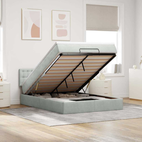 Estructura cama otomana con colchón gris claro 140x200cm Estructura cama otomana con colchón gris claro 140x200cm D