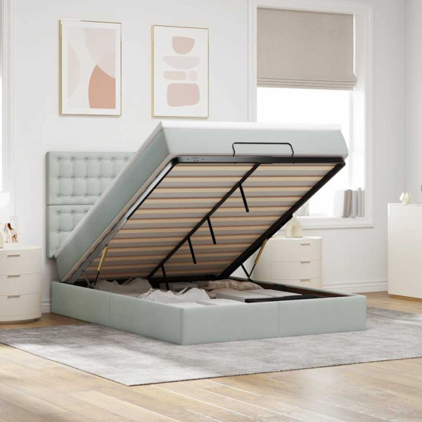 Estructura cama otomana colchones gris claro 140x190cm Estructura cama otomana colchones gris claro 140x190cm D