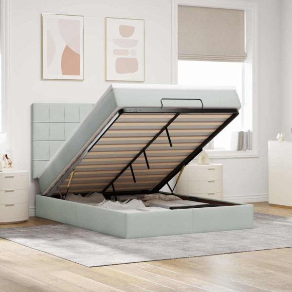 Estructura cama otomana con colchones gris claro 140x200cm Estructura cama otomana con colchones gris claro 140x200cm D