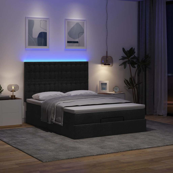 Estructura cama otomana colchón tela negra 140x190 cm Estructura cama otomana colchón tela negra 140x190 cm D