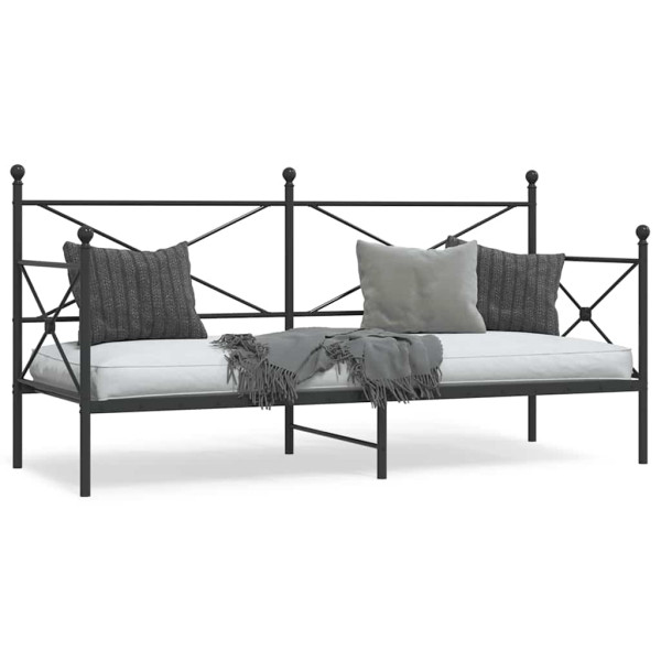 Sofá cama sin colchón tela negro 80x200 cm acero Sofá cama sin colchón tela negro 80x200 cm acero D