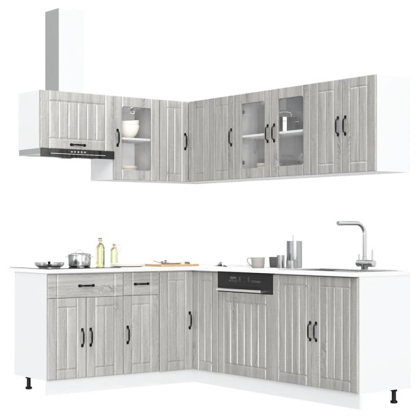 Mueble cocina Lucca sonoma gris 11 pzas madera contrachapada Mueble cocina Lucca sonoma gris 11 pzas madera contrachapada D