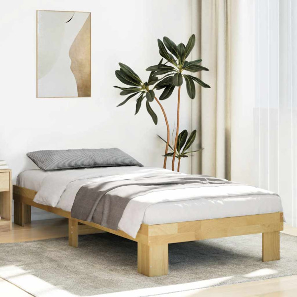 Estructura de cama sin colchón 90x200 cm madera maciza roble Estructura de cama sin colchón 90x200 cm madera maciza roble D
