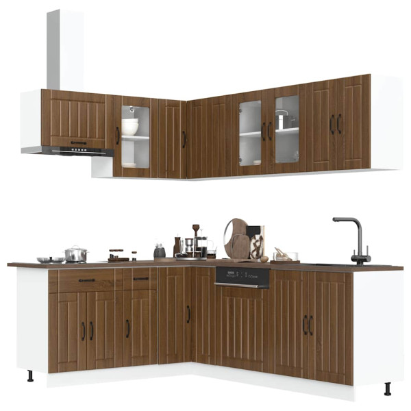 Mueble cocina Lucca roble marrón 11 pzas madera contrachapada Mueble cocina Lucca roble marrón 11 pzas madera contrachapada D