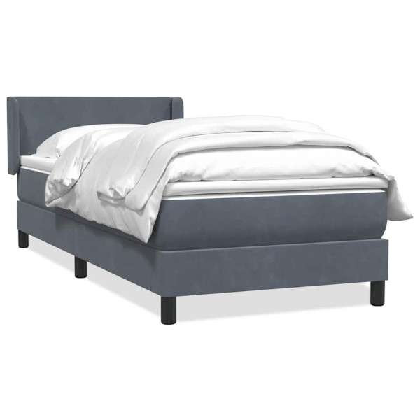 Cama box spring con colchón terciopelo gris oscuro 90x220 cm Cama box spring con colchón terciopelo gris oscuro 90x220 cm D