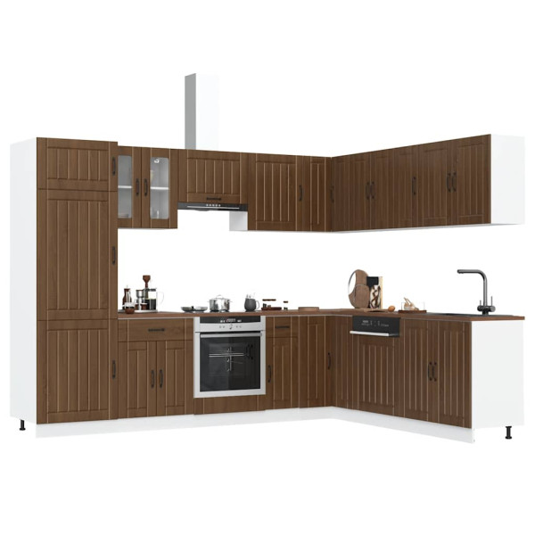 Mueble cocina Lucca roble marrón 14 pzas madera contrachapada Mueble cocina Lucca roble marrón 14 pzas madera contrachapada D
