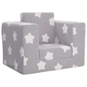 Sofá cama infantil felpa suave gris claro con estrellas D