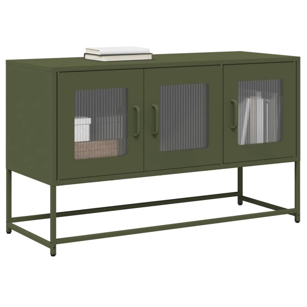 Mueble TV acero laminado en frío verde oliva 100.5x39x60.5 cm D