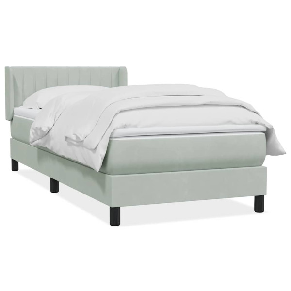 Cama box spring con colchón terciopelo gris claro 90x220 cm Cama box spring con colchón terciopelo gris claro 90x220 cm D
