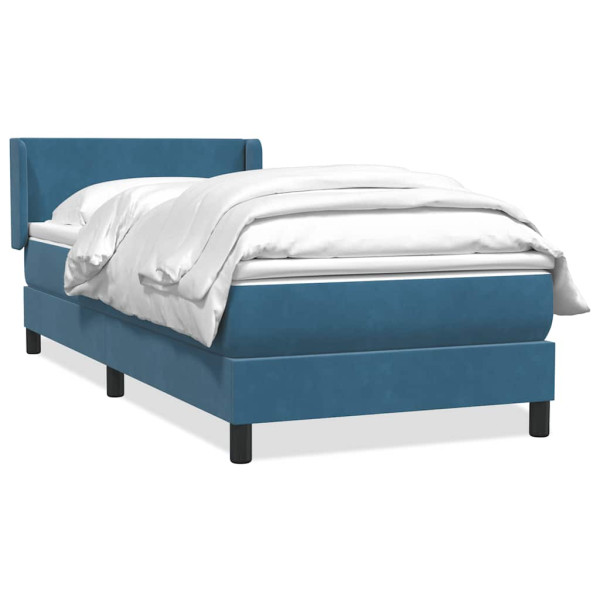 Cama box spring con colchón terciopelo azul oscuro 90x220 cm Cama box spring con colchón terciopelo azul oscuro 90x220 cm D