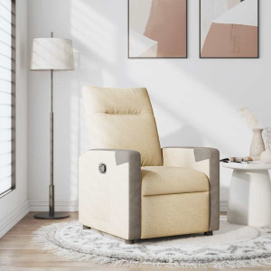 Sillón reclinable de tela crema D