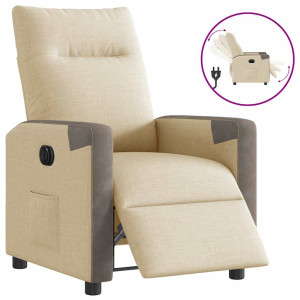 Sillón reclinable eléctrico de tela crema D