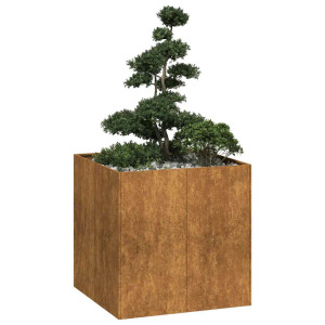 Jardinera oxidada 80x80x80 cm acero corten D