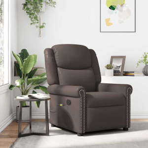 Sillón reclinable de cuero sintético marrón brillante D