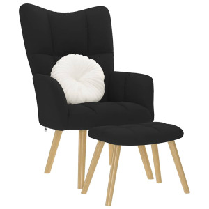 Sillón de relax con taburete tela negro D