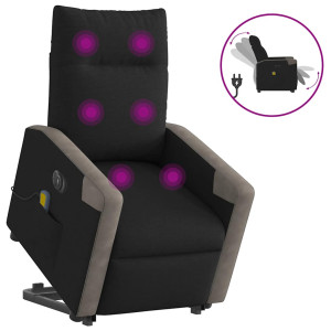 Sillón de masaje eléctrico reclinable elevable tela negro D