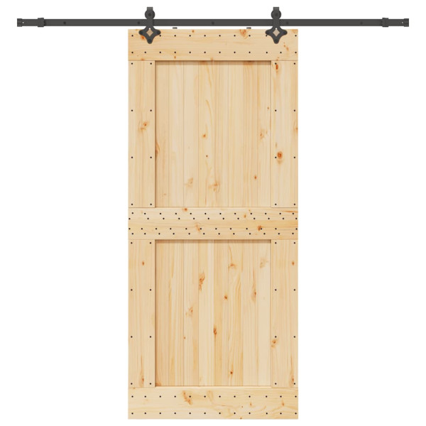 Puerta corredera con herrajes madera maciza de pino 100x210 cm D