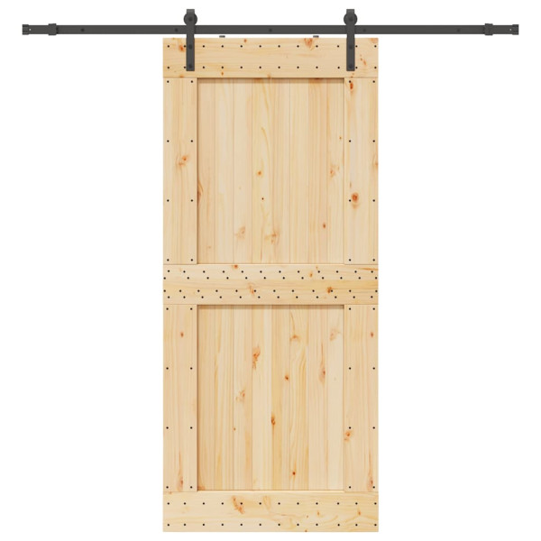 Puerta corredera con herrajes madera maciza de pino 100x210 cm D