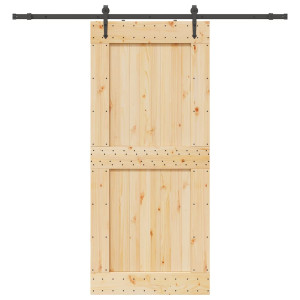 Puerta corredera con herrajes madera maciza de pino 100x210 cm D