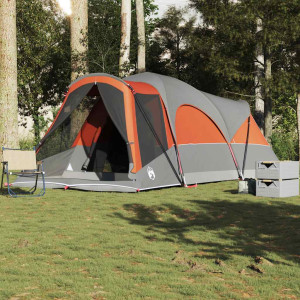 Tienda de campaña familiar túnel 8 personas impermeable naranja D