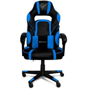 Silla Gaming Phoenix trophy cuero negro y azul D