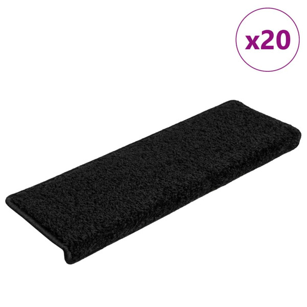 Tapete de escada 20 pcs 65x21x4 cm preto D